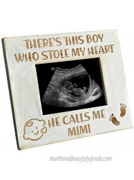K KENON Baby Engraved Wood Picture Frame There's This Boy He Calls Me Mimi Winnie The Pooh Sonogram Picture Frame New Mom New Dad for Baby Boy-Mimi