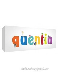 Little Helper Canvas Gallery Wrapped Box with Front Panel Style Example with Boy Quentin Name 15 x 42 x 3 cm Multi-Coloured Small