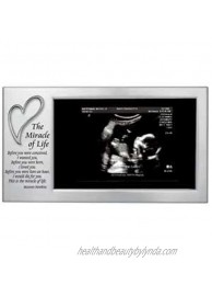 MIRACLE of LIFE Baby's First Photo Frame SONOGRAM Ultrasound Picture SATIN Silver STEEL 8" X 4" with VERSE Gift Treasure KEEPSAKE for NEW MOM Infant