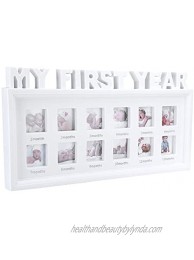 My First Year Picture Frame Baby Picture Keepsake Frame Infant Newborn Wall Photo Frames for Photo Memories White