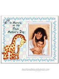 to Mommy on Our First Mother's Day Picture Frame | 1st Mothers Day Picture Frame Gift | Holds 3.5” x 5” Photo | Boy or Girl Nursery Decor | Baby Giraffe Theme |