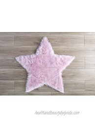 kroma Carpets Machine Washable Faux Sheepskin Cotton Candy Pink Star Area Rug 3' x 3' Soft and Silky Perfect for Baby's Room Nursery playroom Fake Fur Area RugStar Large Cotton Candy Pink