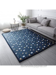 Loartee Coral Velvet Area Rug 1" Thick Memory Foam Baby Play Mat Washable Toddler Carpet Home Decor for Living Room Nursery Kids Bedroom Starry Blue