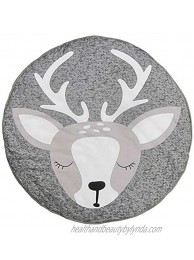 Loghot Cotton Cute Deer Pattern Baby Crawling Mat Floor Round Rug Playmat Shooting Props for Kids Room Decoration