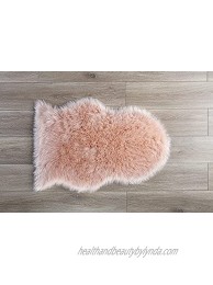 Machine Washable Faux Sheepskin Blush Rug 2' x 3' Soft and Silky Perfect for Baby's Room Nursery playroom Pelt Small Blush