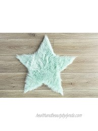 Machine Washable Faux Sheepskin Mint Star Rug 2' x 2' Soft and Silky Perfect for Baby's Room Nursery playroom Star Small Mint