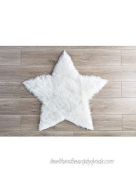 Machine Washable Faux Sheepskin White Star Rug 3' x 3' Soft and Silky Perfect for Baby's Room Nursery playroom Star Large White