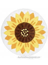 Sweet Jojo Designs Sunflower Floral Accent Floor Rug or Bath Mat Yellow Green and White Boho Farmhouse Flower