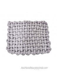 TRENDBOX Knotted Braided Mat 31.5 X 27.5 inch Rug for Sleeping Playing Nursery Knot Floor Cushion for Infant Babies,Handmade Pure Soft Natural Cotton Fashion Toddler Children Room Decor Grey