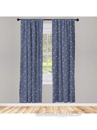 Ambesonne Purpleblue 2 Panel Curtain Set Summer Night Sky with Messy Little White Stars and Circles Fun Design Lightweight Window Treatment Living Room Bedroom Decor 56" x 84" Pale Blue