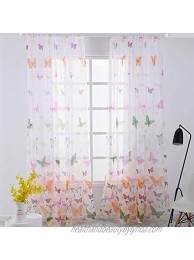 DERCLIVE Butterfly Window Panels Drapes Colorful Printed Door Treatment for Kids Room Nursery Room