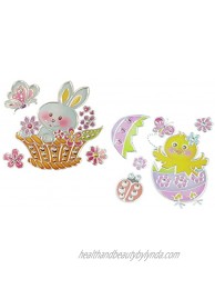 Easter Spring Window Decoration Bundle Adorable Bunny Ducky and Chick Sun Catcher Window Decal Stickers 2-Pack Bunny & Chick