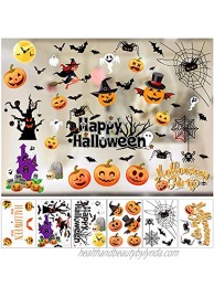 Konsait 43pcs Halloween Decals Window Stickers Clings Happy Halloween Bat Black Cat Witch Ghosts Pumpkin Window Decal for Trick or Treat Accessories Halloween Party Decorations Supplies Favor