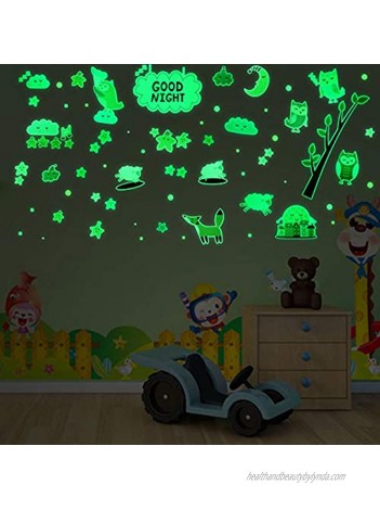 Konsait Glow in The Dark Stars for Ceiling 566PCS Adhesive Wall Stickers Including Glow Stars Moon Owl,Glowing Stars for Ceiling and Wall Decals,Perfect for Kids Bedroom and Kids Birthday Gift