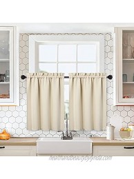 NANAN Home Décor Kitchen,Half Window Tier Curtains for Baby Nursery Versatile Small Blackout Curtains for Bedroom,Beige 26 x 30 Inches Set of 2