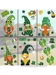 St Patrick's Day Gnome Window Clings Decorations 9 Sheets Irish Shamrock Static Cling Decals Glass Doors Green Stickers Decor for Saint Patty Day Party Saint Patrick's Day