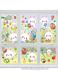Zonon 97 Pieces Easter Window Clings Decorations Bunny Easter Eggs Window Stickers Colorful Easter Decals for Home Office Kids School Party Supplies