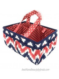 Bacati Mix and Match Nursery Fabric Storage Caddy with Handles Navy Red