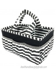 Bacati Pin Stripes Nursery Fabric Storage Caddy with Handles Black