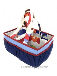 Bacati Transportation Multicolor Nursery Fabric Storage Caddy with Handles Blue