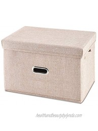 Foldable Storage Bins with Lid Linen Fabric Storage Bin Collapsible Storage box,Basket with Lids for Bedroom Clothes Storage Containers for Home Bedroom Closet 1 pcs