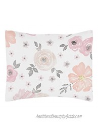 Sweet Jojo Designs Blush Pink Grey and White Standard Pillow Sham for Watercolor Floral Collection