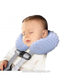 Travel Pillows for Kids Baby Car Seat Head Support Pillow Cute U-Shaped Inflate Neck Pillow for Head Airplanes Traveling Sleeping Soft Neck Pillow for Toddler Boys and Girls-Blue