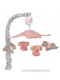 Lambs & Ivy Calypso Pink Gray Koala & Elephant Musical Baby Crib Mobile