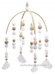 Lovely Wooden Bead Bed Felt Baby Ceiling Mobiles Toys Infant Nursing Accessories Nurse White-Cloud