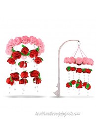 Magical Baby Handmade Floral Felt Crib Mobile with Arm Holder for Girls. Pink Roses Nursery Baby Mobile for Infants & Toddlers. Gender Reveal Gift + Free E Book of Fairy Tales Pink