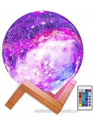 BRIGHTWORLD Moon Lamp Kids Night Light Galaxy Lamp 5.9 inch 16 Colors LED 3D Star Moon Light with Wood Stand Remote & Touch Control USB Rechargeable Gift for Baby Girls Boys Birthday