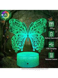 Butterfly Lamp Butterfly Night Light for Kids with Remote Touch 7 Colors + 16 Colors Changing Kids Room Decor 3D Optical Illusion Kids Lamp As a Gift Ideas for Kids Girls Wife Women