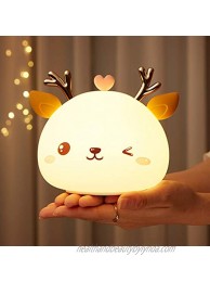 Cute Deer Night Lights for Kids Room Baby Portable Night Light Squishy Toddler Girls Light for Christmas Gifts Silicone Animal Nightlight with Rechargeable Color Changing Nursery LED Lamp