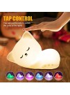 Cute Kitty Kids Night Light Cat Kawaii Birthday Gifts Room Decor Bedroom Decorations for Baby Toddler Teens Girls Boys Children LED Color Changing Animal Portable Squishy Silicone Lamp-Tap Control