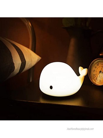 Cute Whale Night Light for Kids,Kawaii Baby Night Light with 7 LED Colors Changing,Tap Control Nursery Squishy Night Lamp,USB Rechargeable,Birthday Gifts for Baby,Girls,Boys,Toddler,Teens,Children
