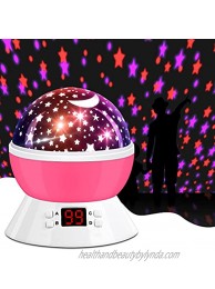 Gift for 1 Years Old Boy 3 Years Old Boy Gift Birthday Gift for 5 Years Old Boy Gifts for Kids Under 5 Boys Night Light Stars Lamps Projector Rotating Star and Moon Lights Pink
