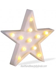 JUHUI Marquee Light Star Shaped LED Plastic Sign-Lighted Marquee Star Sign Wall Décor Battery Operated White