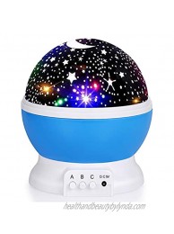 Kids Star Night Light 360-Degree Rotating Star Projector Desk Lamp 4 LEDs 8 Colors Changing with USB Cable Best for Children Baby Bedroom and Party Decorations