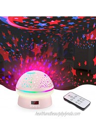 Kosiy Night Light for Kids Star Projector Kids Star Night Light Projection Lamp with 360 Degree Remote Control and Timer Star Light Projector for Bedroom 8 Colorful Lights Pink