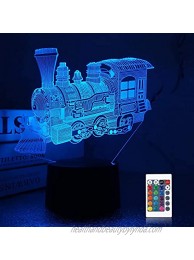 Lampeez 3D Steam Train Lamp Night Light 3D Illusion lamp for Kids 16 Colors Changing with Remote Kids Bedroom Decor as Xmas Holiday Birthday Gifts for Boys Girls Nursery Decor Lighting