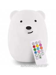 LumiPet Bear Jumbo Kids Night Light Cute Nursery Light for Baby Toddler Silicone LED Lamp Remote Operated USB Rechargeable Battery 9 Available Colors Timer Auto Shutoff