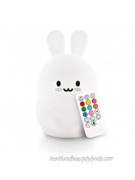 LumiPet Bunny Kids Night Light Huggable Nursery Light for Baby and Toddler Silicone LED Lamp Remote Operated USB Rechargeable Battery 9 Available Colors Timer Auto Shutoff