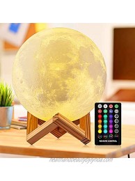 Moon Lamp DTOETKD 16 Colors 3D Printed Moon Lights Kids Night Light with Stand Time Setting Remote & Touch Control USB Rechargeable Birthday Gifts for Boys Girls Friends Lover