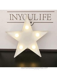 QiaoFei Little Star Light,LED Plastic Star Sign-Lighted Marquee Star Sign Wall Decor for Christmas,Birthday Party,Kids Room Living Room Wedding Party Decor,Romantic Lamp Night Table LightWhite