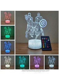 Spidermen Night Light Iron Man Captain America 3D Optical Illusion Lamp 7 Colors Change Birthday Christmas Gifts for Kids Boys Amazing Light Touch Table Desk LED Home Decoration Spiderman