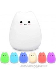 SunPlusPower Cute Kitty Night Light Cat Night Lamp Animal Silicone Lamps with Touch Sensor -Portable Color Changing Glow Soft Cute Christmas Kitty Silicone Nightlights for Women Teen Girls Baby