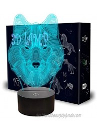 Wolf 3D Lamps Bagvhandbagro Wolf Night Light 7 LED Colors Changing Lighting Touch USB Charge Table Desk Bedroom Decoration Wolf Fans Birthday Xmas Gifts for Boys Girls Kids Friends Baby