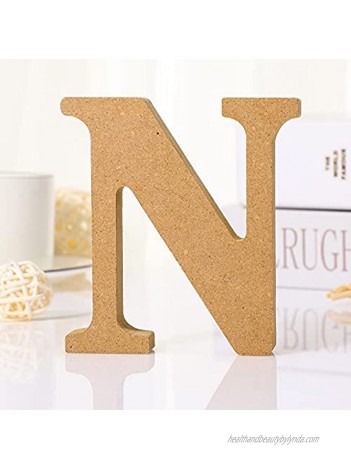 Unfinished Letters 4 inch Wooden Alphabet Letters for Table Decoration Paintable Letters Decorative Letters Standing Letters Slices Sign Board Decoration for Craft Home Party Projects N Style