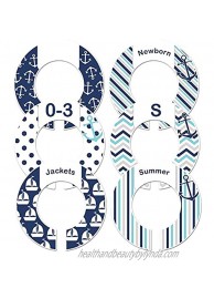 6 Child or Baby Boy Nursery Clothing Size Closet Dividers Blue Nautical Fits 1.5" Rod