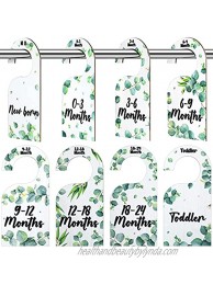 8 Pieces Baby Closet Dividers Baby Nursery Clothing Size Dividers Closet Organizers Greenery Decor Sage Green Party Baby Shower from Newborn Baby to 24 Months Botanical